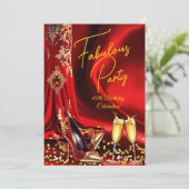 Fabulous Birthday Red Gold Heels Champagne Kaart (Staand voorkant)