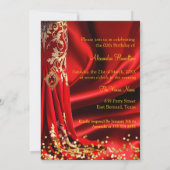 Fabulous Birthday Red Gold Heels Champagne Kaart (Achterkant)