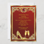 Fabulous Birthday Red Gold High Heel Champagne Kaart (Achterkant)