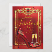 Fabulous Birthday Red Jewels Heel Champagne Gold Kaart (Voorkant)