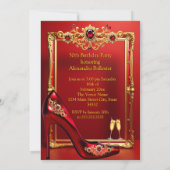 Fabulous Birthday Red Jewels Heel Champagne Gold Kaart (Achterkant)