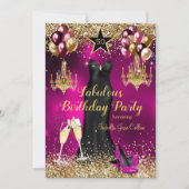 Fabulous Birthday roze Celebration Star heels Kaart (Voorkant)