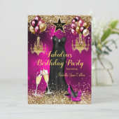 Fabulous Birthday roze Celebration Star heels Kaart (Staand voorkant)