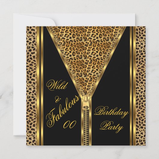 Fabulous Birthday Zipper Gold Wild Leopard Kaart (Voorkant)