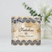 Fabulous  Black Cream Beige Lace Floral Kaart (Staand voorkant)