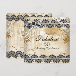 Fabulous Black Cream Beige Lace Floral Kaart