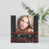 Fabulous Black Red Lace Foto van Birthday Party 2 Kaart (Staand voorkant)