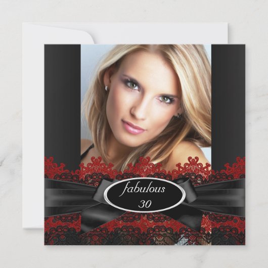 Fabulous Black Red Lace Foto van Birthday Party 2 Kaart (Voorkant)