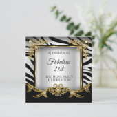 Fabulous Black White Zebra Gold 21e verjaardag Kaart (Staand voorkant)