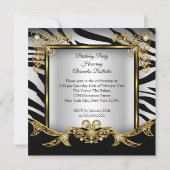 Fabulous Black White Zebra Gold 21e verjaardag Kaart (Achterkant)