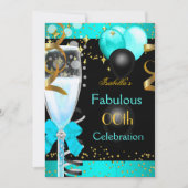 Fabulous Blauwgroen Blue Champagne Gold Birthday P Kaart (Voorkant)