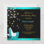 Fabulous Blauwgroen Blue High Heels Gold Birthday Kaart (Achterkant)