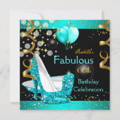 Fabulous Blauwgroen Blue High Heels Gold Birthday Kaart (Voorkant)