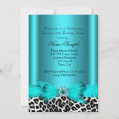 Fabulous Blauwgroen Blue Leopard Birthday Party Kaart (Achterkant)