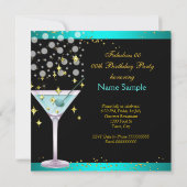 Fabulous Blauwgroen Blue Martini Gold Birthday Par Kaart (Achterkant)