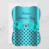 Fabulous Blauwgroen Blue Polka Dots Birthday Party Kaart (Voorkant)