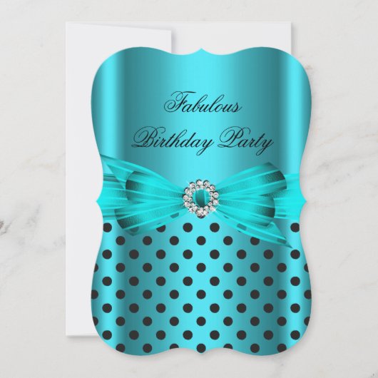 Fabulous Blauwgroen Blue Polka Dots Birthday Party Kaart (Voorkant)