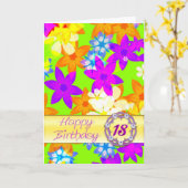 Fabulous bloemen 18e verjaardag kaart (Gele Bloem)