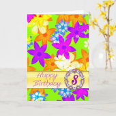 Fabulous bloemen 8e verjaardag kaart (Gele Bloem)