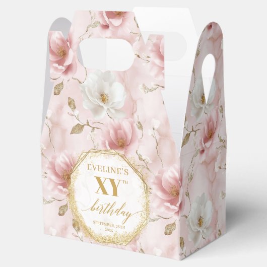 Fabulous Blush Roze Boho Goud Verjaardag Favoriete Bedankdoosjes (Geopend)