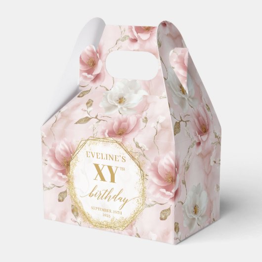 Fabulous Blush Roze Boho Goud Verjaardag Favoriete Bedankdoosjes (Voorkant Zijde)