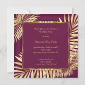 Fabulous Burgundy Gold Palms zebra Champagne Kaart (Achterkant)