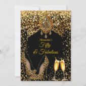 Fabulous Champagne birthday Leopard Gold Heel Gems Kaart (Voorkant)