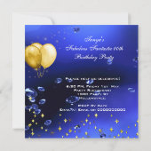 Fabulous Champagne Birthday Party Gold Blue Kaart (Achterkant)
