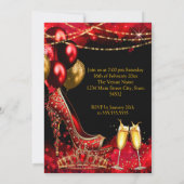 Fabulous Champagne birthday party Red Gold Heel Kaart (Achterkant)