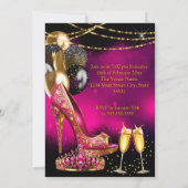Fabulous Champagne birthday Pink Tiara Gold Heel Kaart (Achterkant)