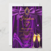Fabulous Champagne birthday Purple Gold Heel Gem Kaart (Voorkant)