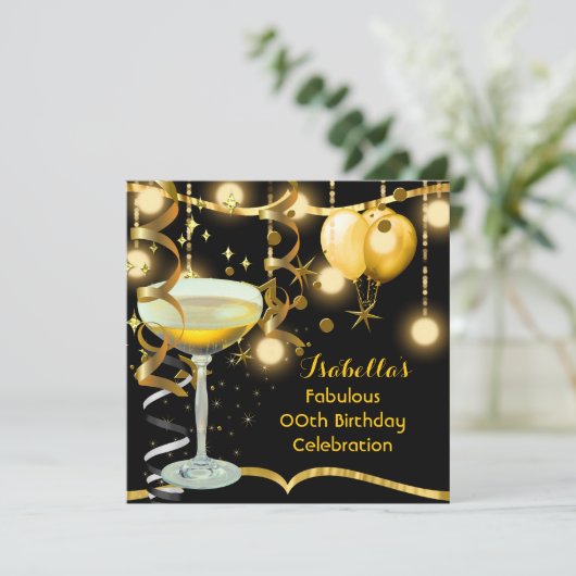 Fabulous Champagne Gold Celebration Party Kaart (Staand voorkant)