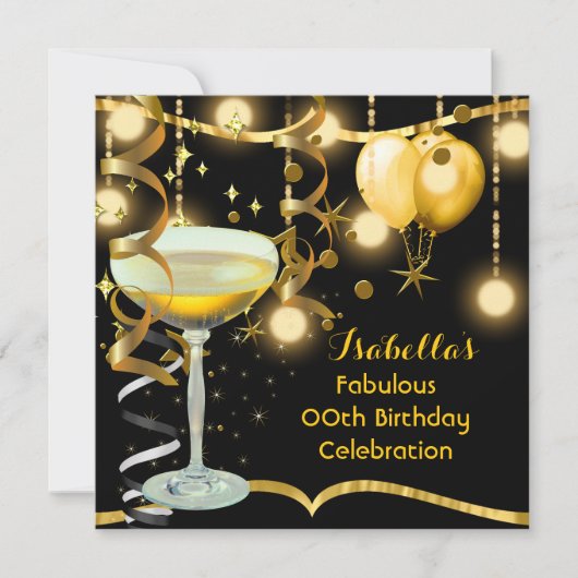 Fabulous Champagne Gold Celebration Party Kaart (Voorkant)