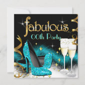 Fabulous Champagne Party Glitter Blauwgroen High H Kaart (Voorkant)