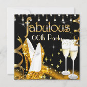 Fabulous Champagne Party Glitter Gold High Heels Kaart (Voorkant)