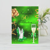 Fabulous Champagne Party Glitter Lime Green Heels Kaart (Staand voorkant)