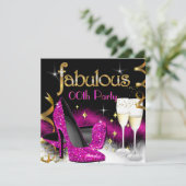 Fabulous Champagne Party Glitter Pink High Hiel Kaart (Staand voorkant)