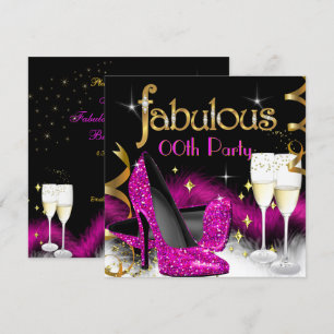 Fabulous Champagne Party Glitter Pink High Hiel Kaart