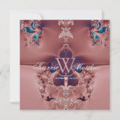Fabulous Chandelier Fractal Mauve Wedding Kaart (Voorkant)