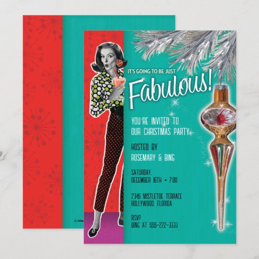 Fabulous Christmas Party uitnodiging (Voorkant / Achterkant)