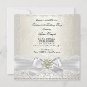 Fabulous Cream White Pearl Lace Damask Diamond Kaart (Achterkant)