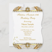 Fabulous Damask Gold White Birthday Party Kaart (Achterkant)