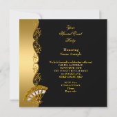 Fabulous Deco Lady 50th Birthday Party Gold Black Kaart (Achterkant)