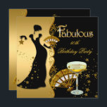 Fabulous Deco Lady 50th Birthday Party Gold Black Kaart<br><div class="desc">Fabulous Elite Elegant Art Deco Lady met Fan 50th Birthday Party Gold Black champagne</div>