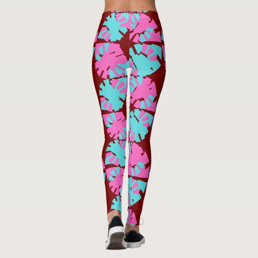 Fabulous Deep Red Phase Shift Pattern Leggings (Achterkant)