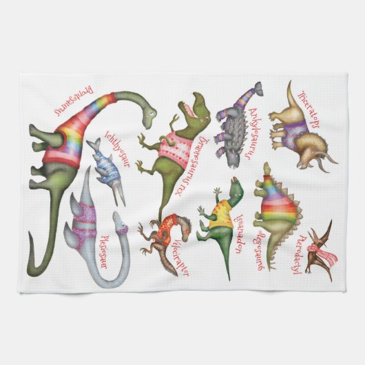 Fabulous dinosaurussen theedoek (Horizontaal)