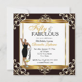 Fabulous Diva deco Lady Gold Black 50th Birthday Kaart (Voorkant)