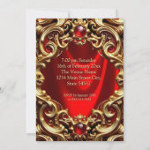 Fabulous Elegant Birthday Gold Red Silk Gems Kaart (Achterkant)