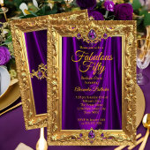 Fabulous Elegant Birthday Party Purple Gold Jewels Kaart