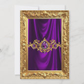 Fabulous Elegant Birthday Party Purple Gold Jewels Kaart (Achterkant)